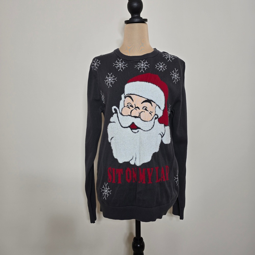 Mossimo Men's Ugly Christmas Sweater – Sit On My Lap Santa – Size M